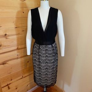 Boohoo Deep V Black Lace Dress